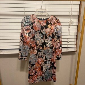 Zara Floral Mini Dress - Black and Multicolor